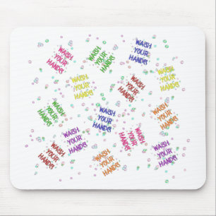 Wash Your Hands Bubbles Multi-Coloured Pattern Mouse Pad