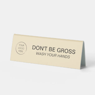 Wash Your Hands Business Logo Branded Sign, Beige