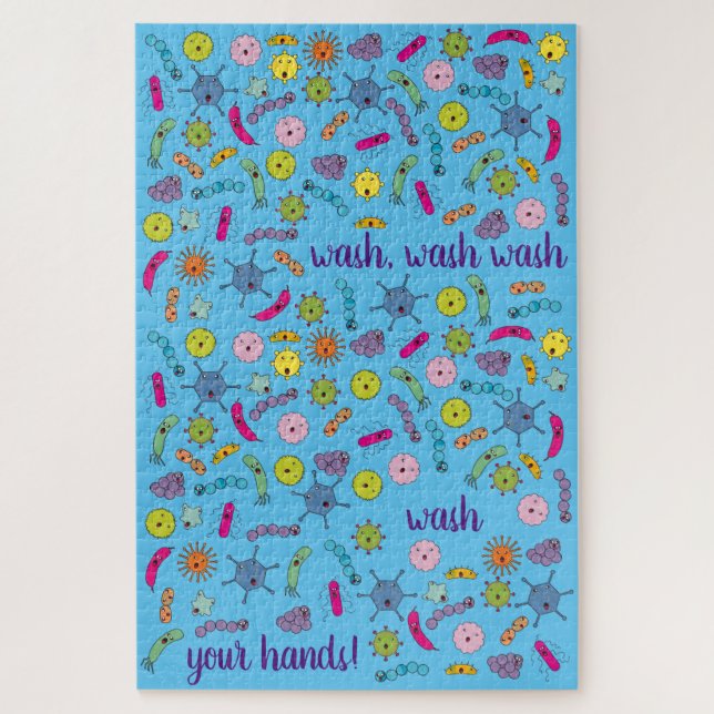 Wash Your Hands Cute Germ Jigsaw Puzzle (Vertical)