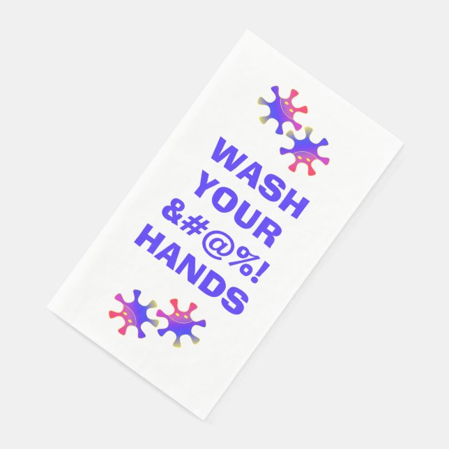 Wash Your &#%! Hands Funny Germ Warning Napkin (Corner)