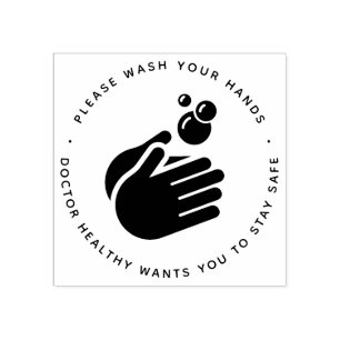Wash Your Hands - Hand Washing Coronavirus & Flu Rubber Stamp
