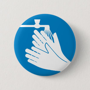 Wash Your Hands (Health and Safety) (Hygiene) 6 Cm Round Badge