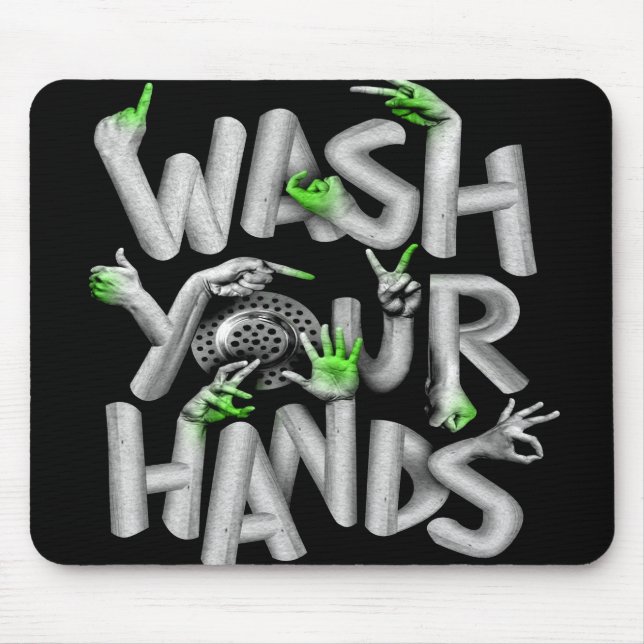 Wash Your Hands Hygiene Germs Mouse Pad (Front)