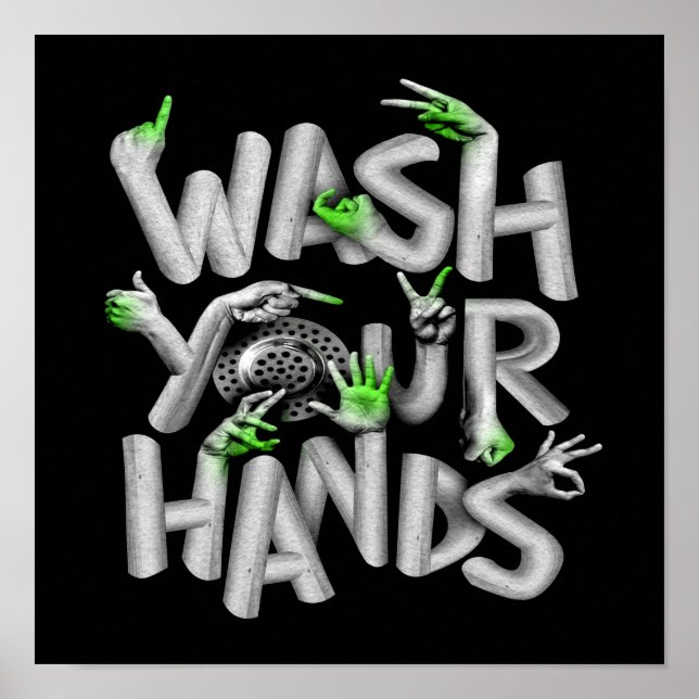 Wash Your Hands Hygiene Germs Poster (Front)
