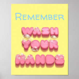 Wash your hands hygiene safety reminder poster