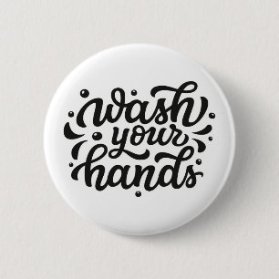 Wash Your Hands Lettering 6 Cm Round Badge