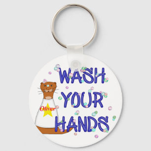 Wash Your Hands Oliver The Otter Key Ring
