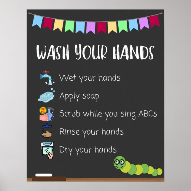 Wash Your Hands Poster for Kids (Front)