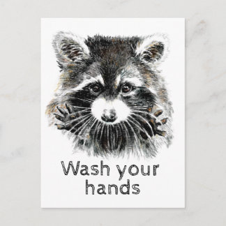 Wash Your Hands Raccoon Funny Are You Okay? Postcard