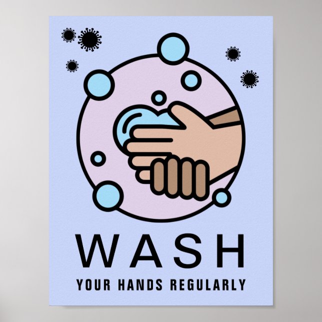 Wash Your Hands Regularly Virus Icon Poster (Front)