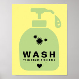 Wash Your Hands Regularly Virus Icon Poster