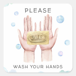 Wash Your Hands Watercolor Illustration Sticker
