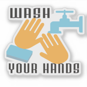 Wash Your Hands with Retro Graphic Sticker
