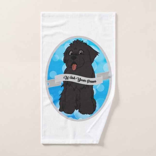 Wash your paws black newfoundland drool hand towel (Hand Towel)