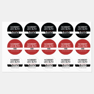 Washable Waterproof Sticker Label Black Red White