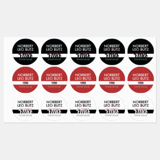 Washable Waterproof Sticker Label Black Red White