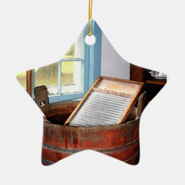 Washboard Ceramic Tree Decoration (Front)