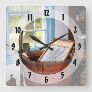 Washboard Square Wall Clock