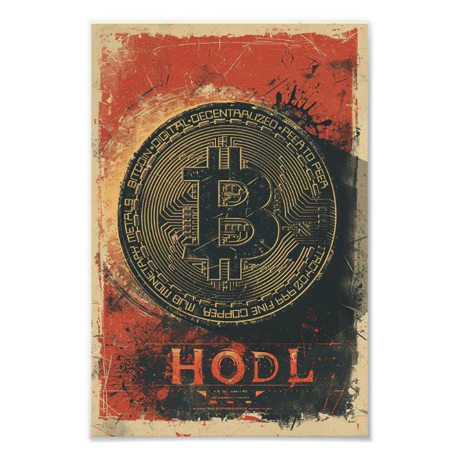 Washed Bitcoin hodl crypto blockchain Photo Print (Front)