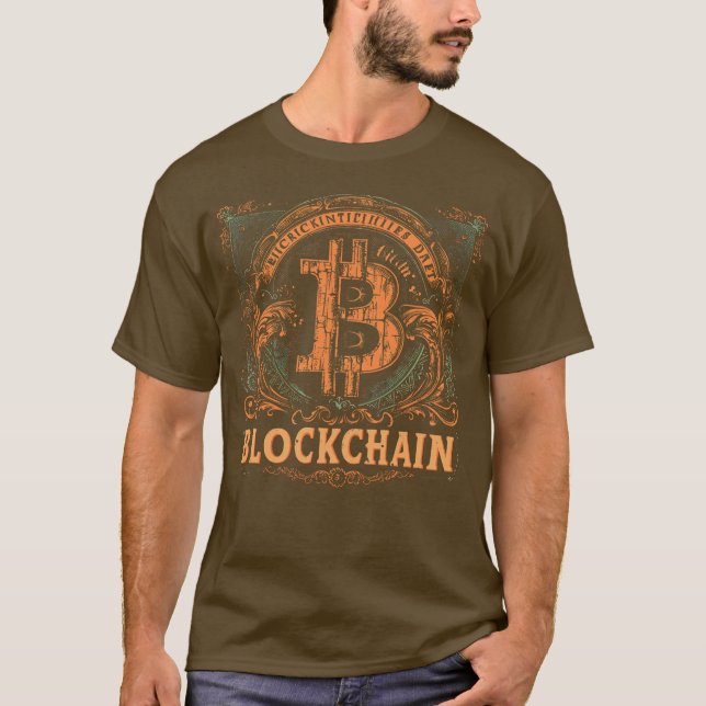 Washed Bitcoin Logo Crypto Blockchain Design T-Shirt (Front)