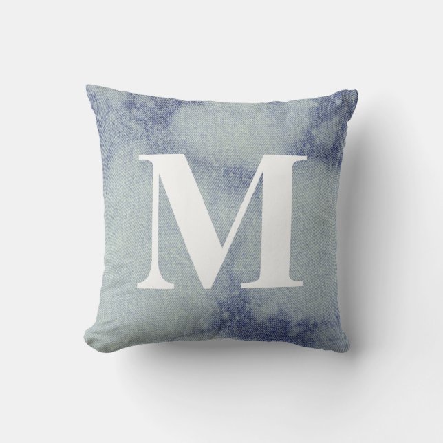 Washed Denim Design #1 with Monogram Cushion (Front)