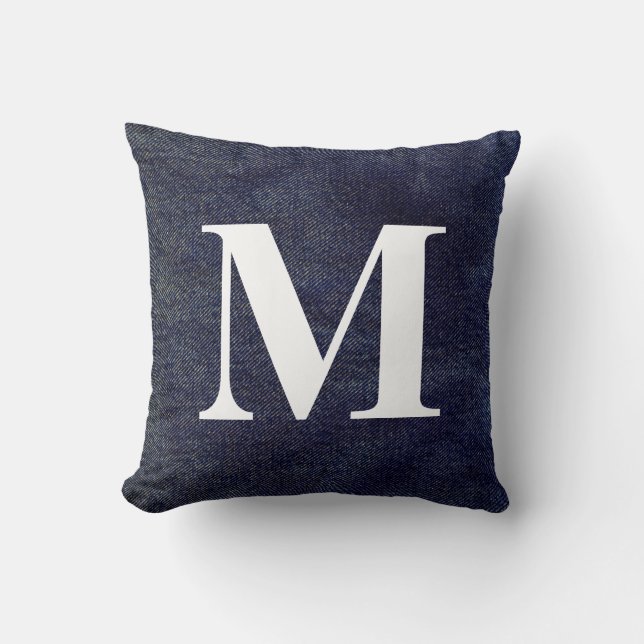 Washed Denim Design #7 with Monogram Cushion (Front)