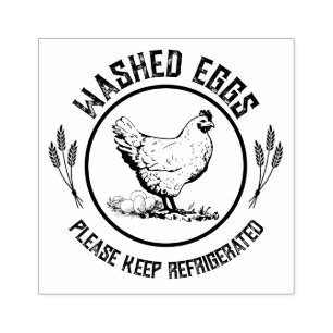 Washed Eggs Keep Refrigerated Rubber Stamp