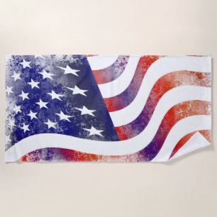 Washed Out American Flag Beach Towel