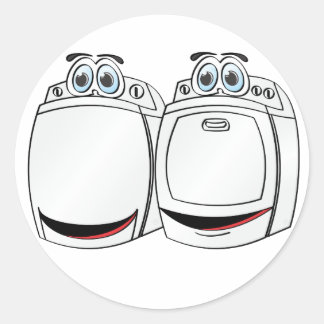 Washer Dryer Cartoon Classic Round Sticker