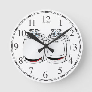 Washer Dryer Cartoon Round Clock