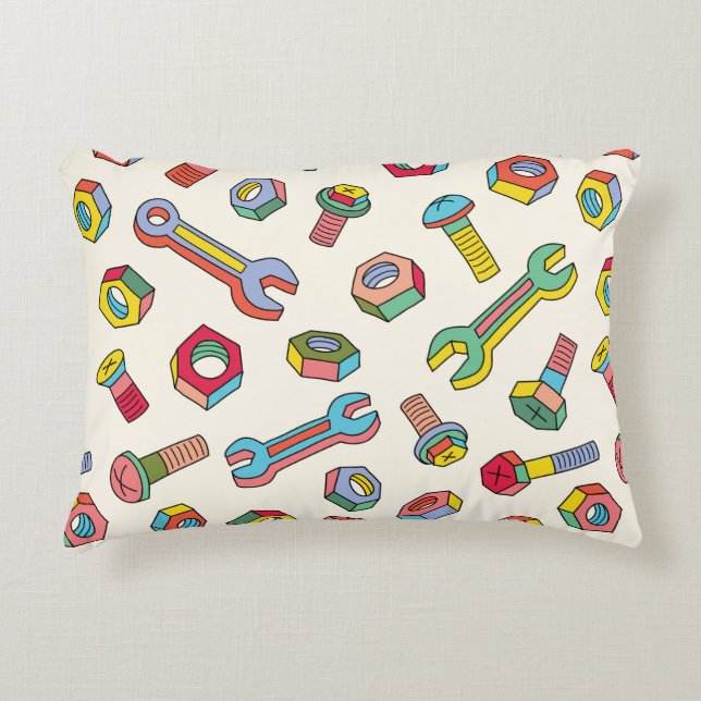 Washers and screws seamless pattern decorative cushion (Front)