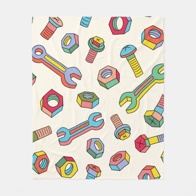 Washers and screws seamless pattern fleece blanket (Front)
