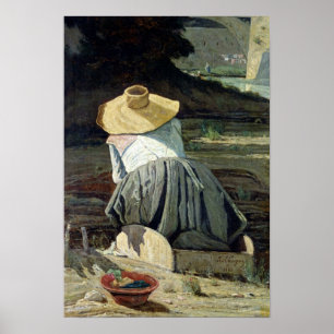 Washerwoman by the River, 1860 Poster