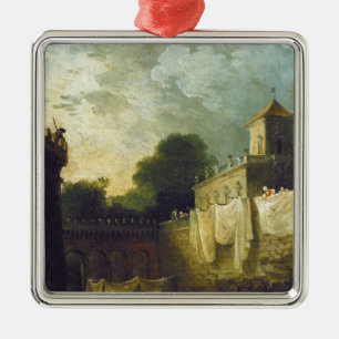 Washerwomen in the Moat of an Italian Villa Metal Ornament