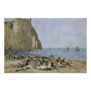Washerwomen on the beach of Etretat, 1894 Poster