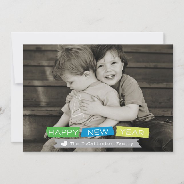 Washi Tape A7 New Year's card - Green blue yellow (Front)