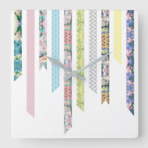 Washi Tape Pastels   DIY & Crafts   Ribbon Strips Square Wall Clock