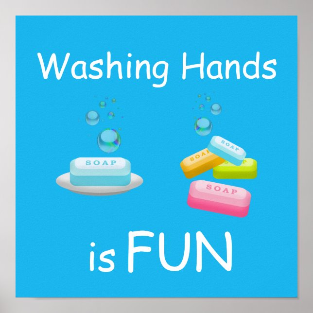 Washing Hands is FUN Virus Germ Safety Kids Poster (Front)
