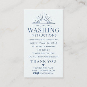 Washing Instructions Clothing Shirt Care with Sun  Business Card