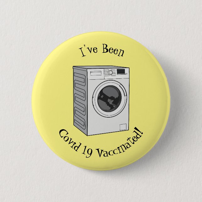 Washing machine cartoon illustration 6 cm round badge (Front)