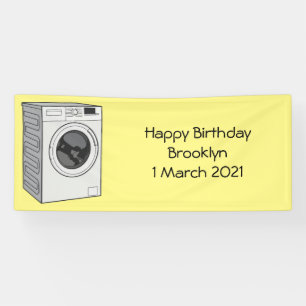 Washing machine cartoon illustration banner
