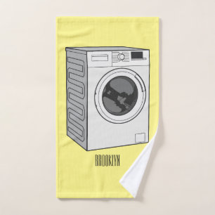 Washing machine cartoon illustration bath towel set