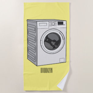 Washing machine cartoon illustration  beach towel