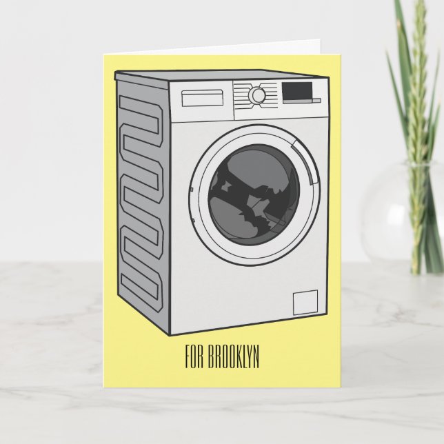 Washing machine cartoon illustration  card (Front)