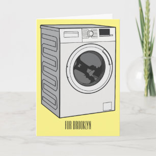 Washing machine cartoon illustration  card