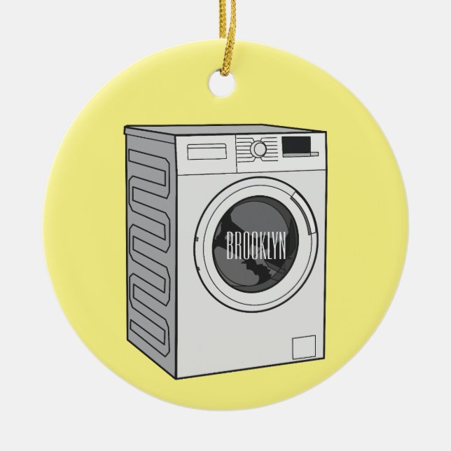 Washing machine cartoon illustration  ceramic ornament (Front)