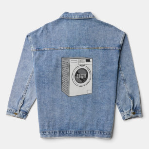Washing machine cartoon illustration  denim jacket