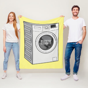Washing machine cartoon illustration  fleece blanket