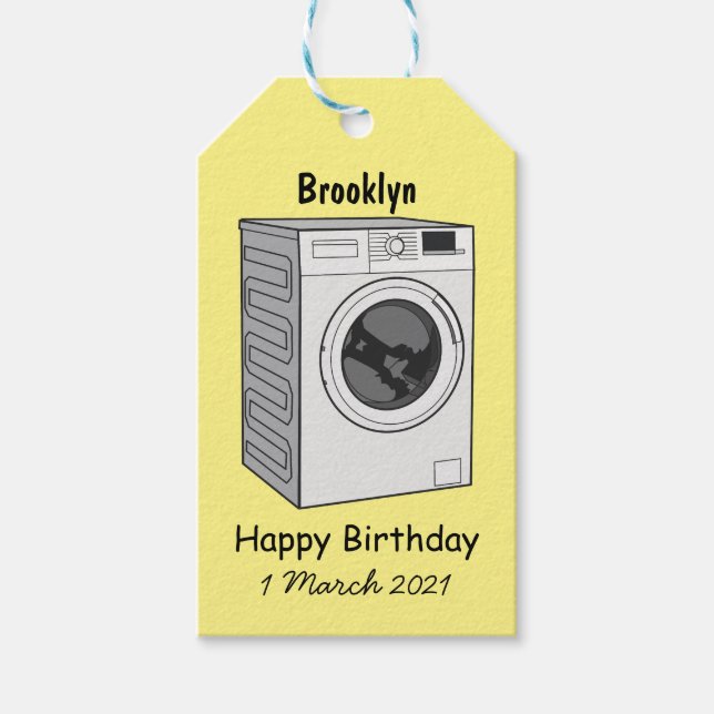 Washing machine cartoon illustration gift tags (Front)