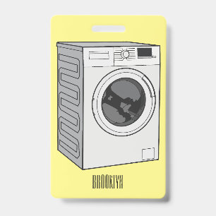 Washing machine cartoon illustration  ID badge
